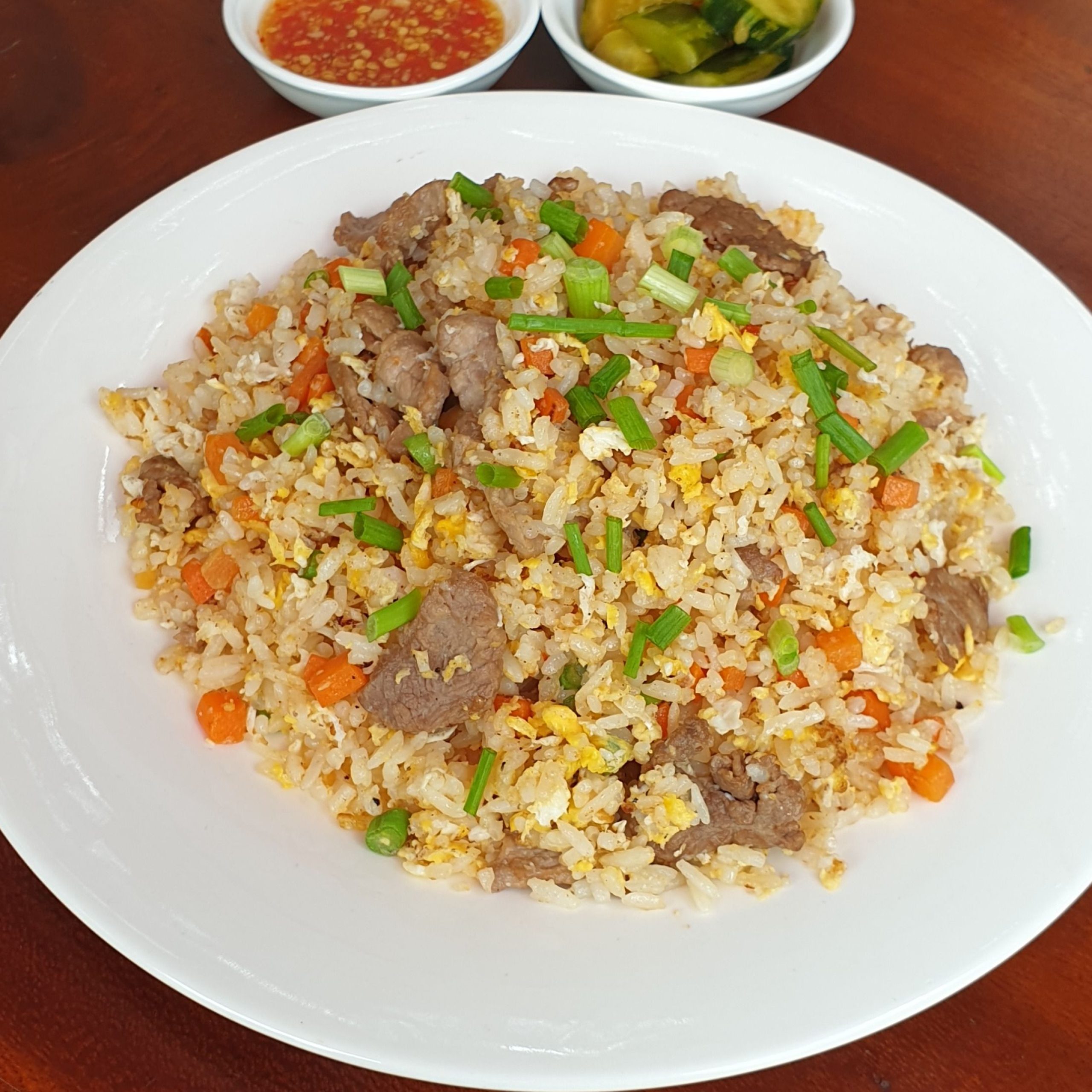 Asian Breakfast Fried rice with ( seafood, beef or chicken )
