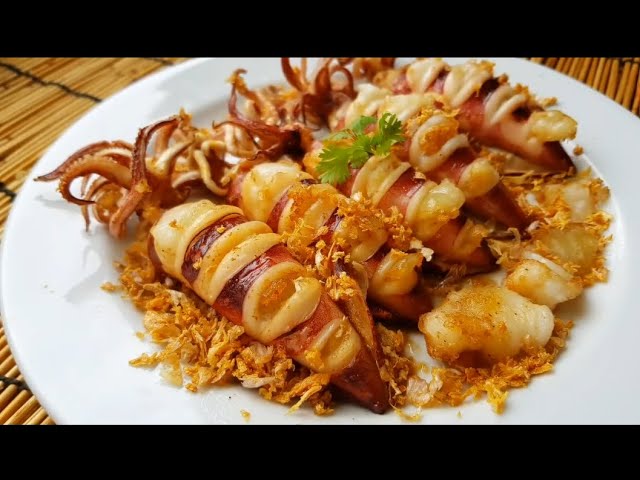 Fried squid with Garlic មឹកបំពងខ្ទឹមសរ